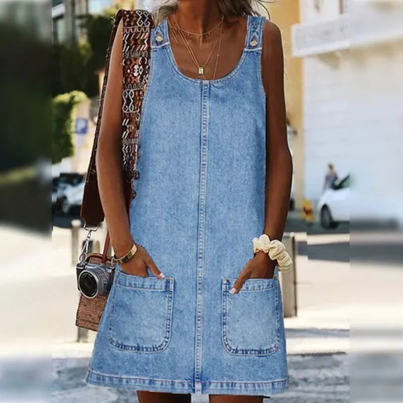 Sofia - Robe d'été pratique en jean