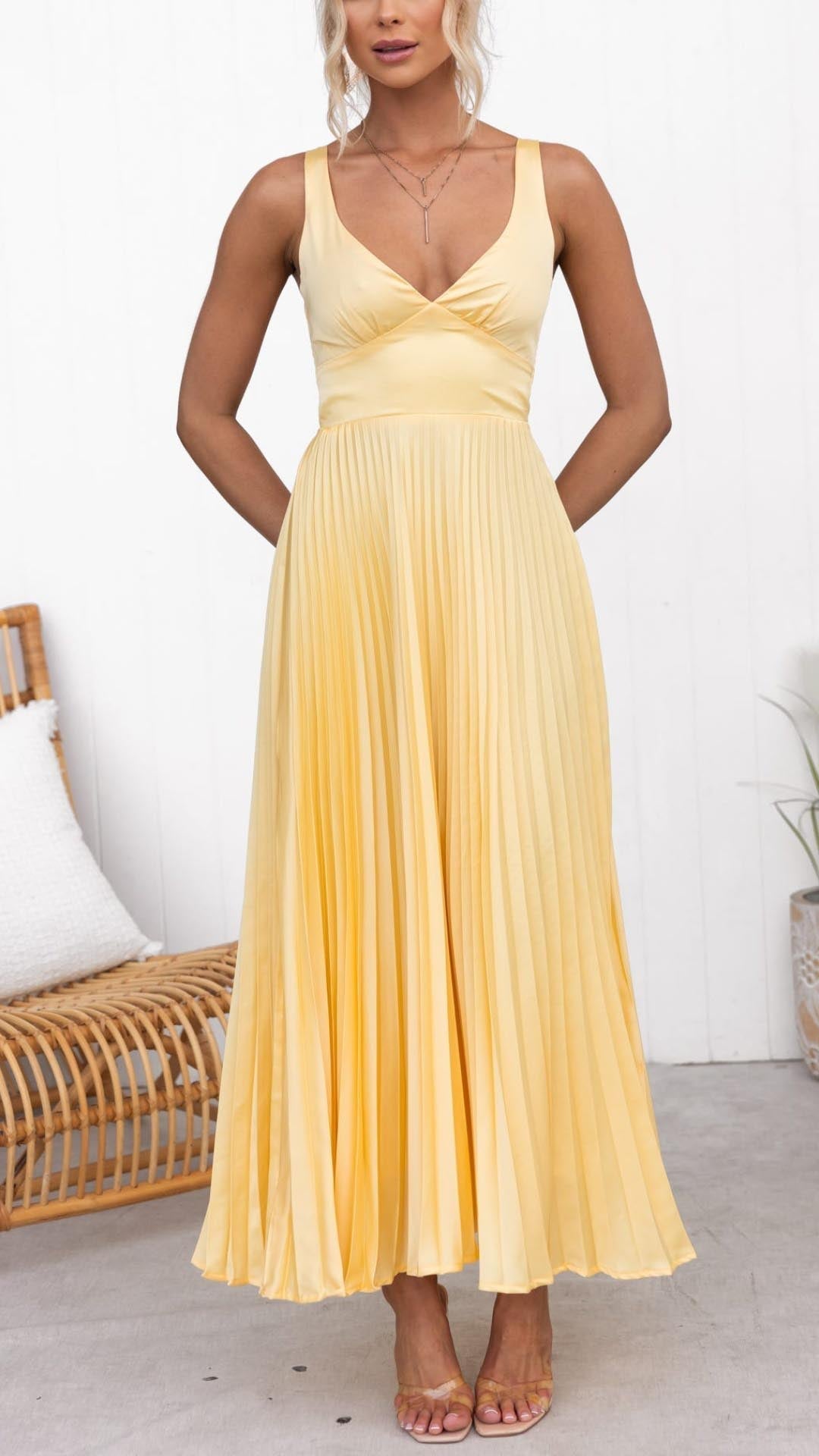Aby - Élégante Robe Longue Plissée
