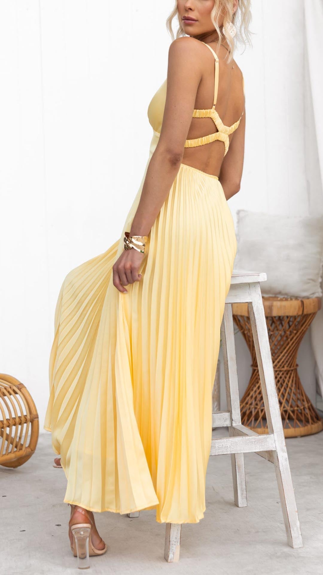 Aby - Élégante Robe Longue Plissée