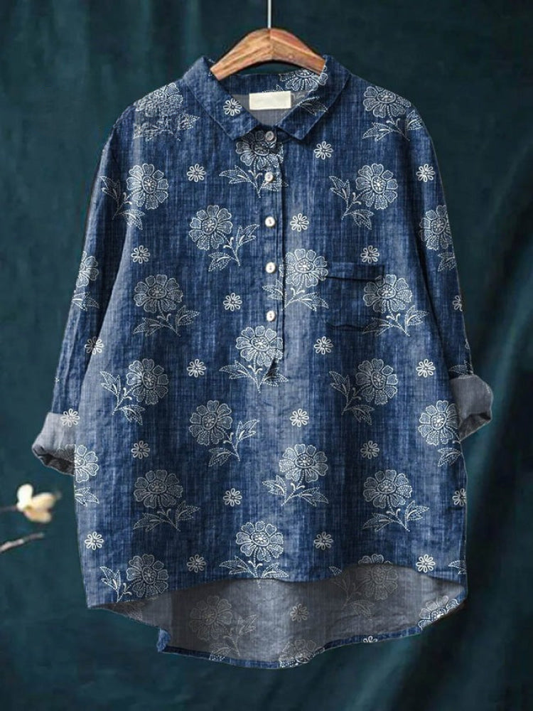 Lina | Chemise brodée de fleurs éclatantes