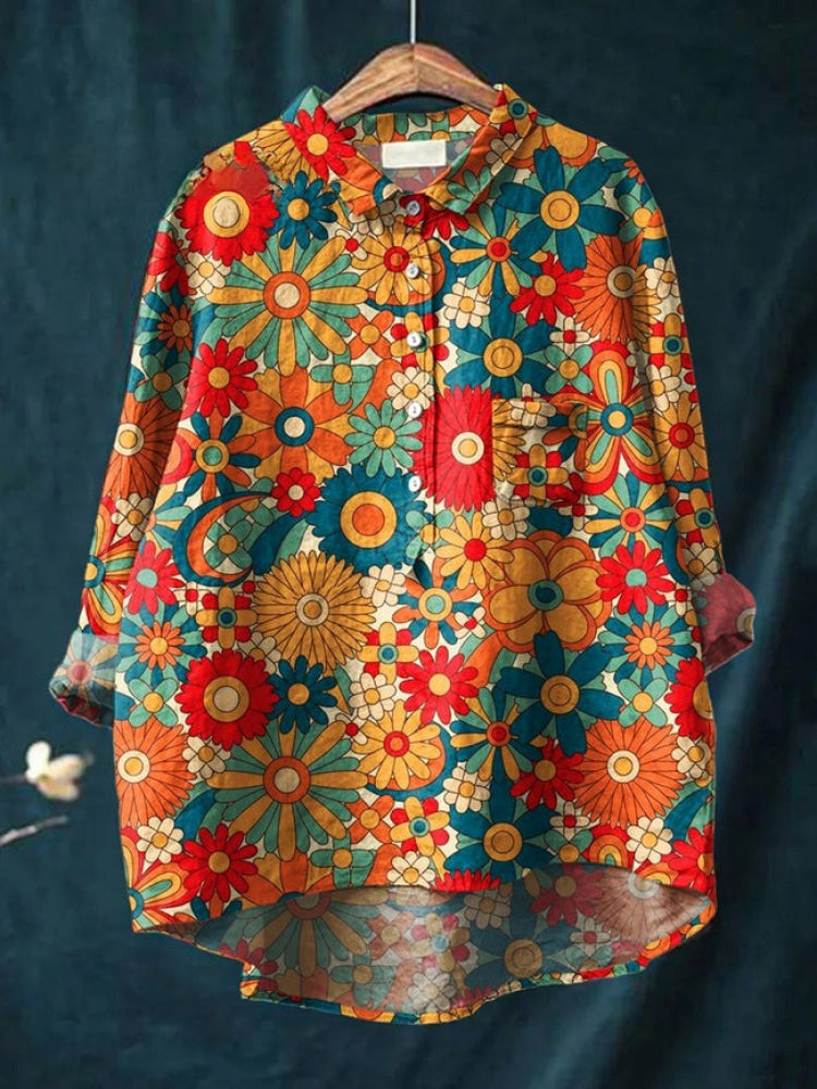 Lina | Chemise brodée de fleurs éclatantes