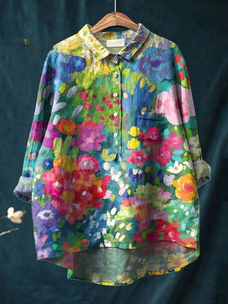 Lina | Chemise brodée de fleurs éclatantes