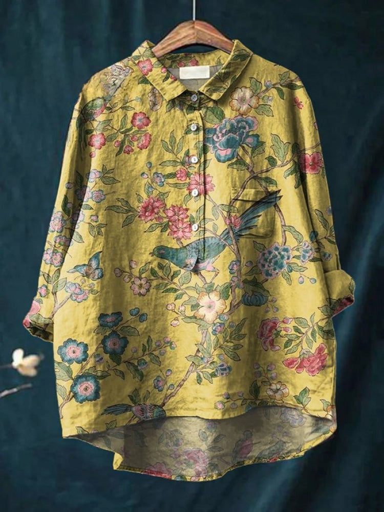 Lina | Chemise brodée de fleurs éclatantes