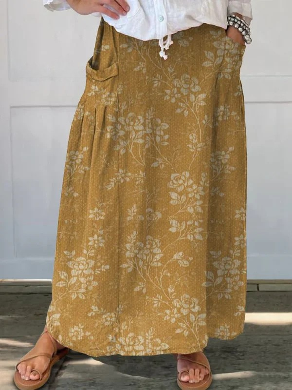 Princess™ | Jupe élastique florale vintage avec poches