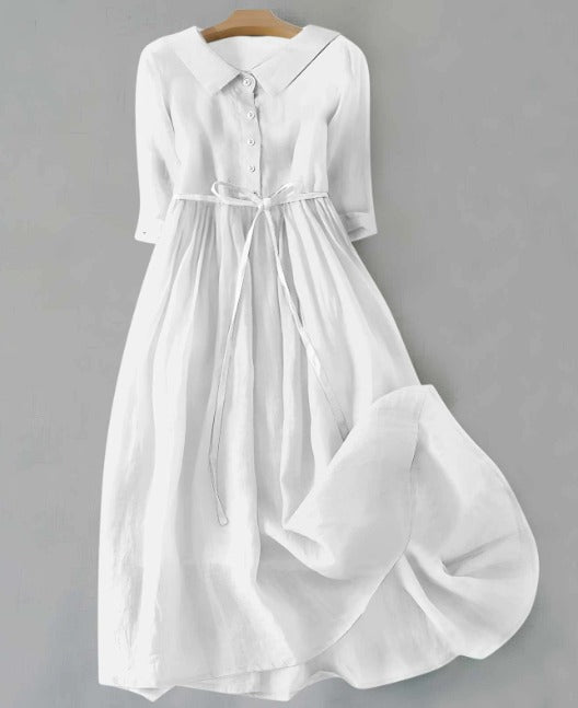 Lux - Robe Élégante à Manches Courtes avec Liens à la Taille