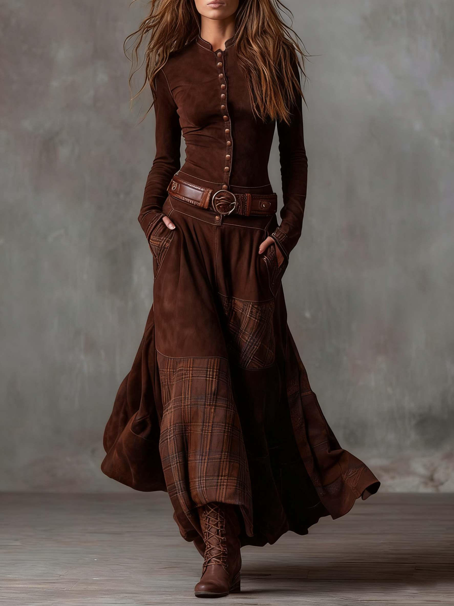 Michelle | Robe longue en daim