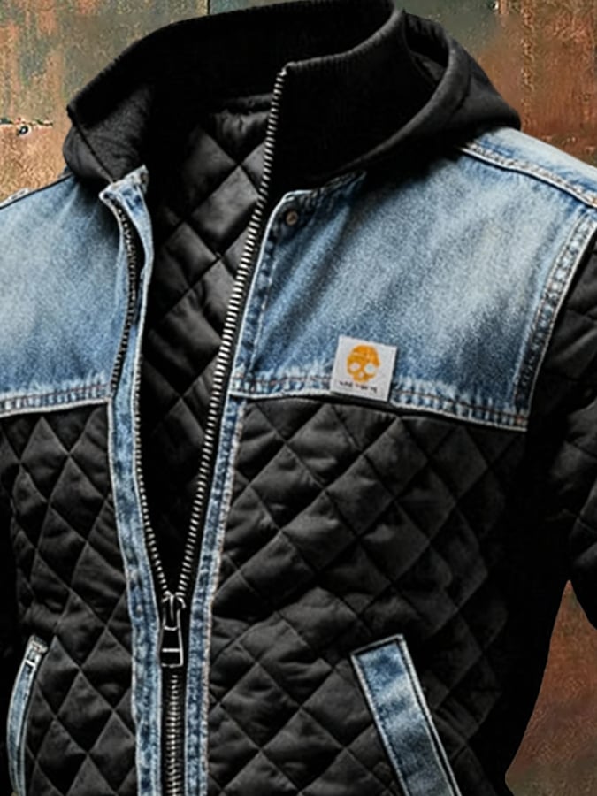 MAISON CLÉMENT PARIS™ | VESTE MATELASSÉE NOIRE AVEC DÉTAILS ET JEAN