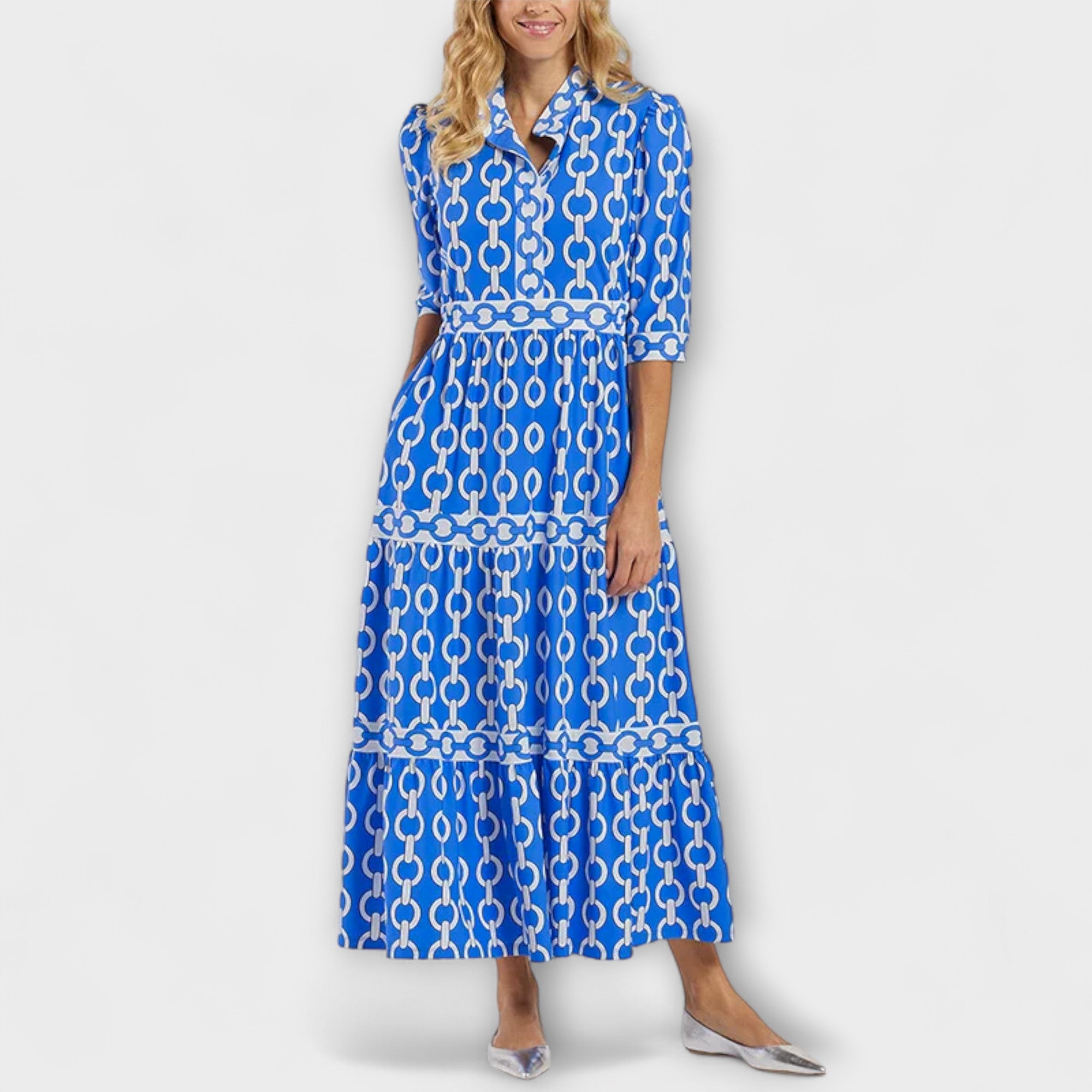 Sophia - Robe Midi à Motif Chaîne