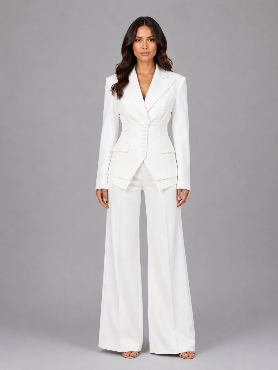 Anselma | Ensemble Deux Pièces avec Blazer à Taille Marquée et Pantalons Palazzo