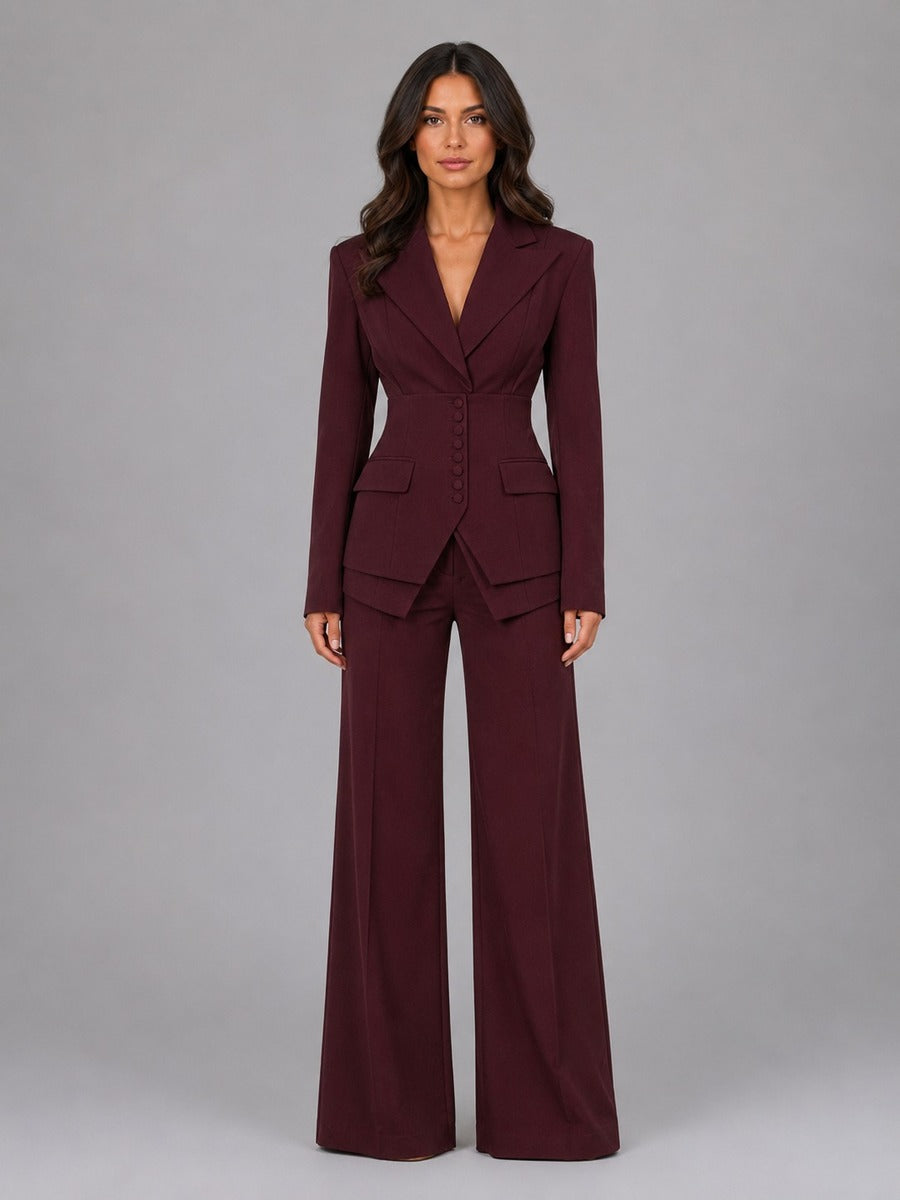 Anselma | Ensemble Deux Pièces avec Blazer à Taille Marquée et Pantalons Palazzo