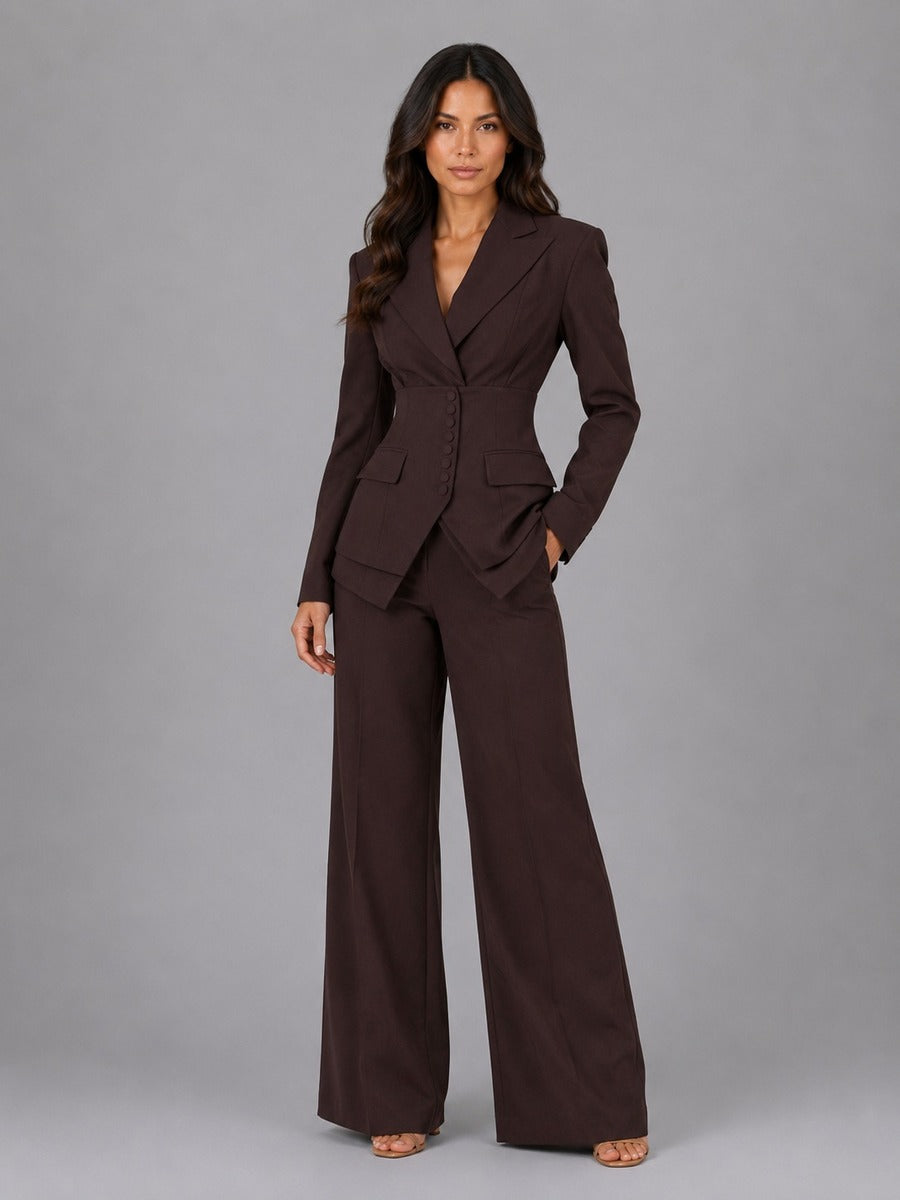 Anselma | Ensemble Deux Pièces avec Blazer à Taille Marquée et Pantalons Palazzo