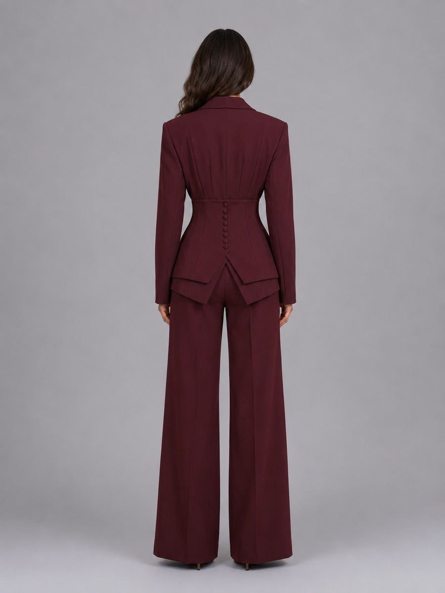Anselma | Ensemble Deux Pièces avec Blazer à Taille Marquée et Pantalons Palazzo