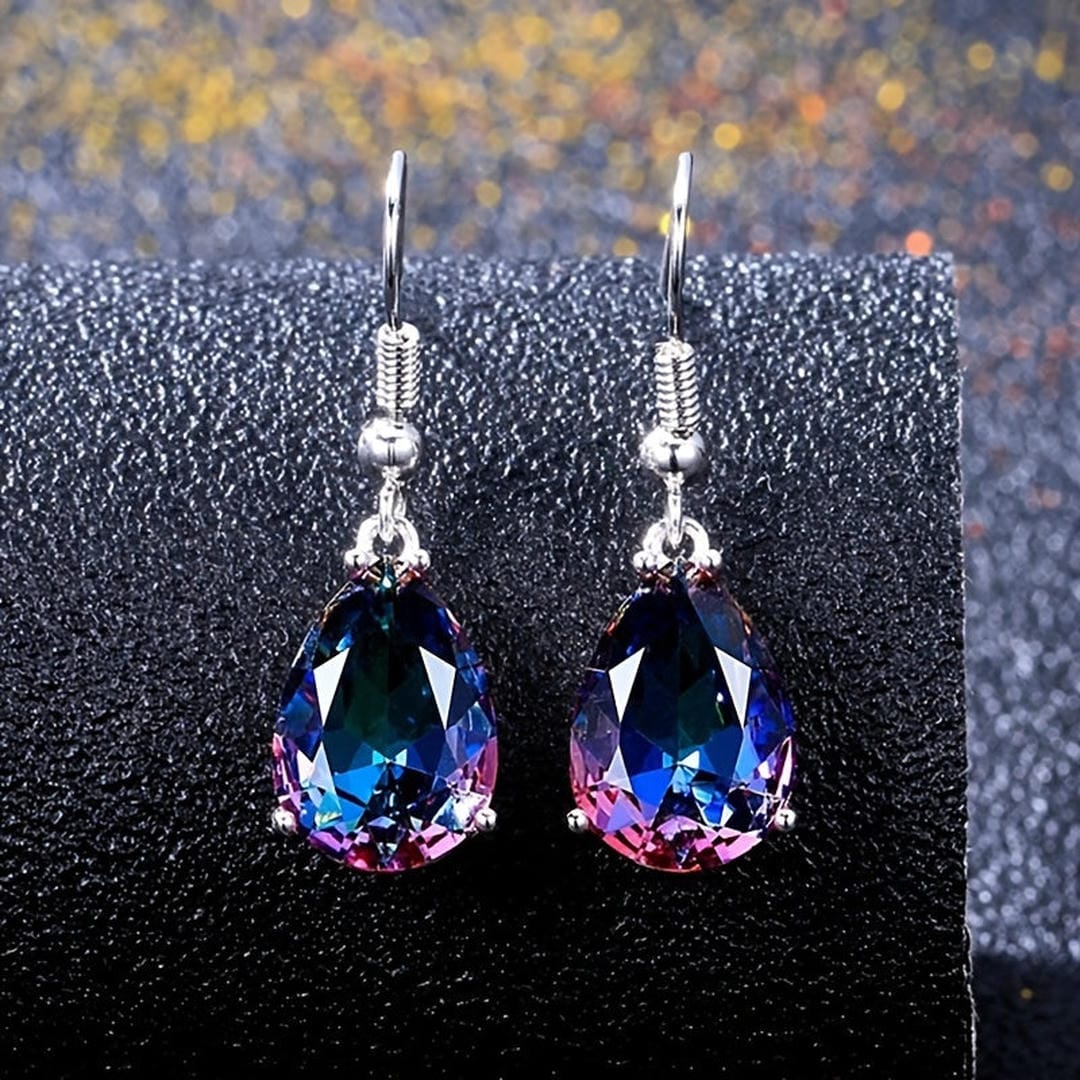 Boucles d'oreilles élégantes Saphir Arc-en-ciel