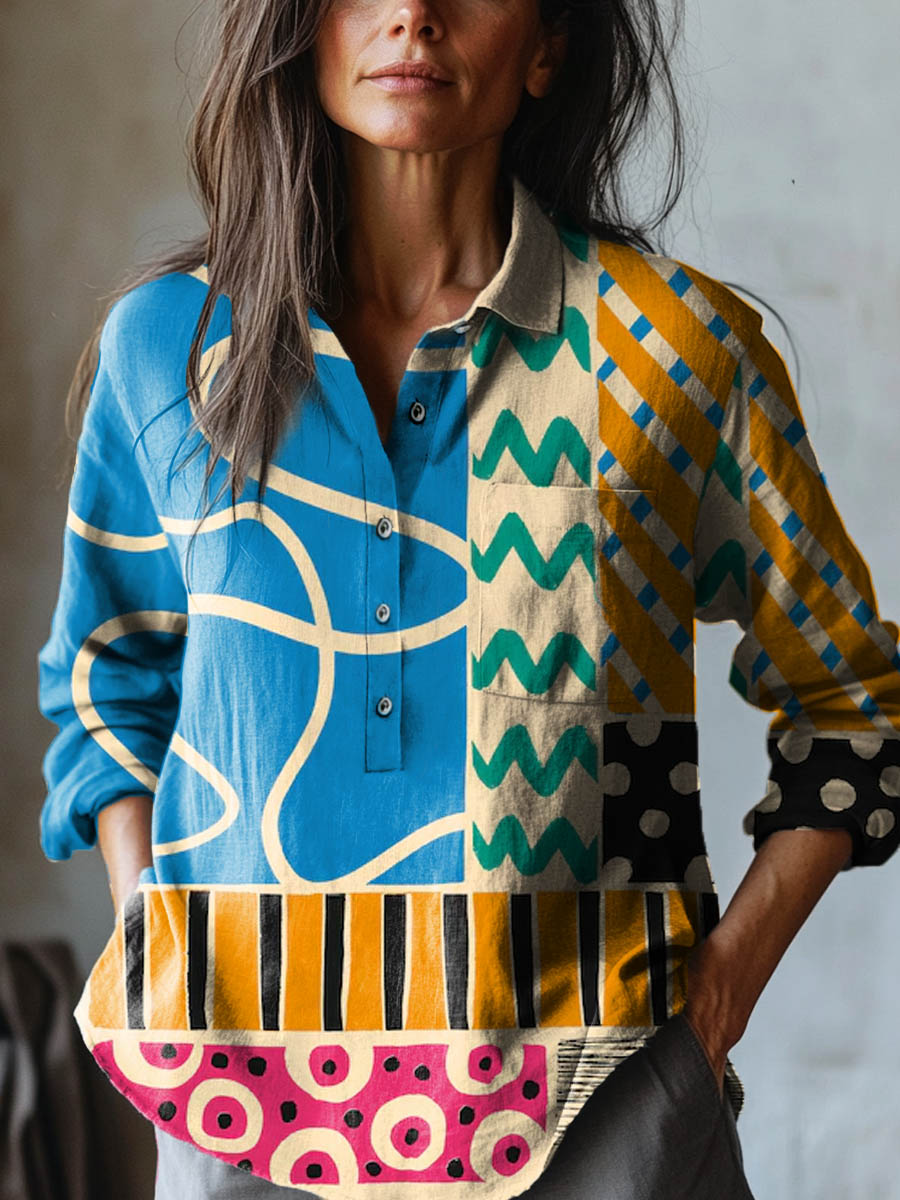 Mira | Chemise à imprimé géométrique coloré
