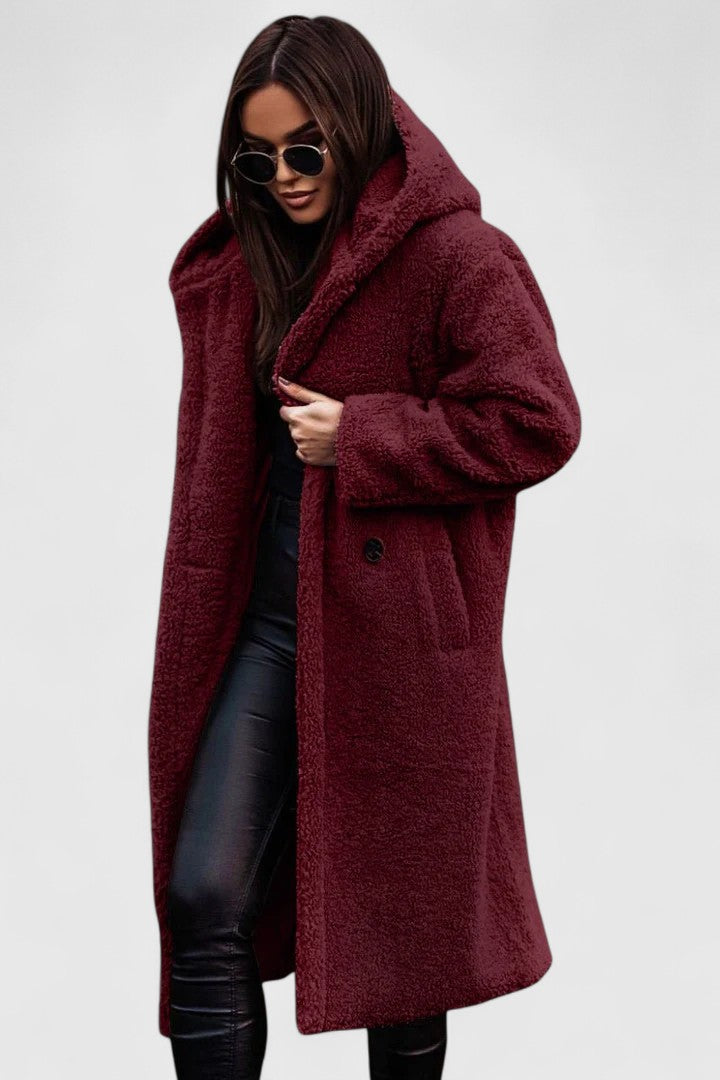 Veste élégante Danoir Paris Brionyssa, manteau chaud d'hiver en style sophistiqué, vue de face avec col haut et détails modernes.
