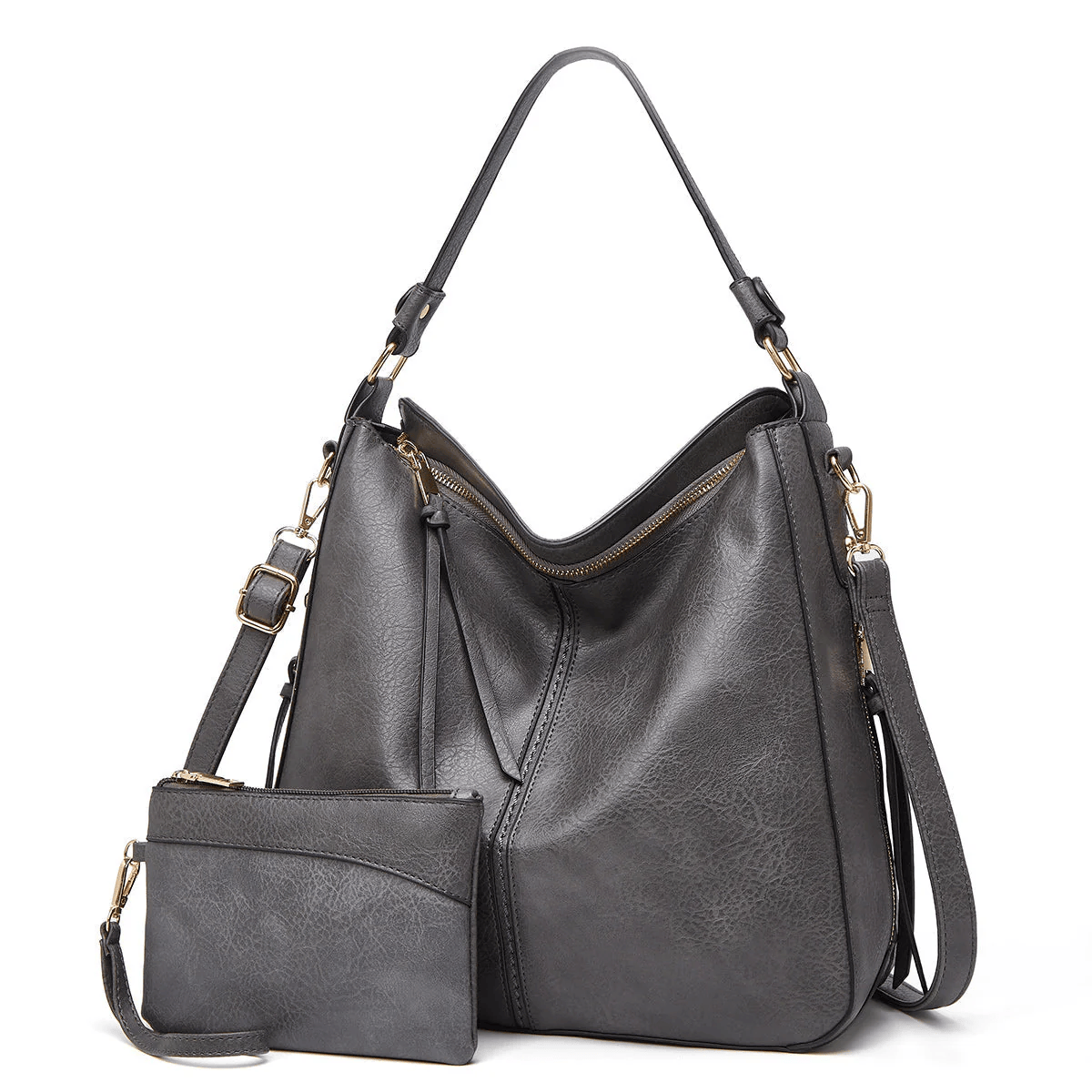 Sac à main en cuir vintage Danoir Paris, Étoile de Ville, avec poignées et détails classiques, sur fond blanc.