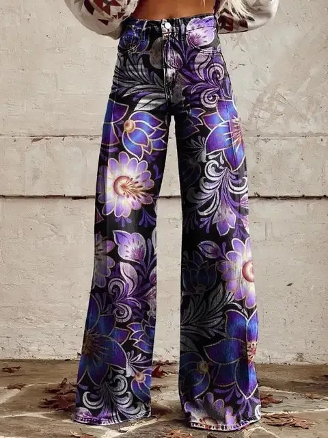 Pantalon floral décontracté et élégant Azly de Danoir Paris, tissu léger et coupe confortable, style tendance et féminin.