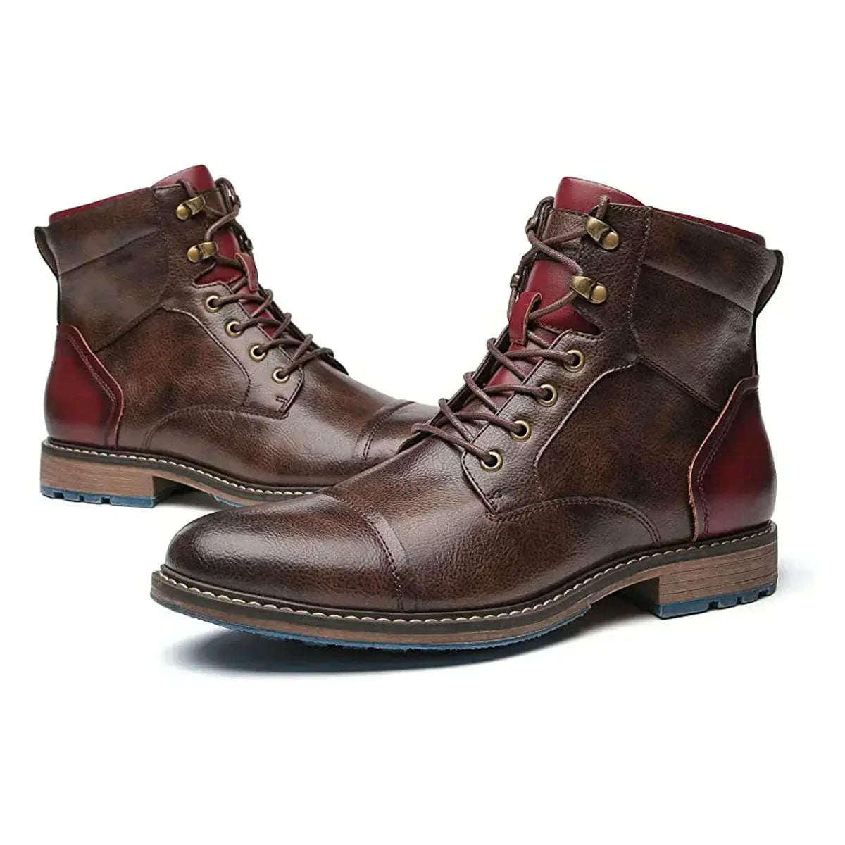 Bottes Oxford en cuir Dawson™ de Danoir Paris, élégantes chaussures pour hommes, en cuir brun avec lacets.