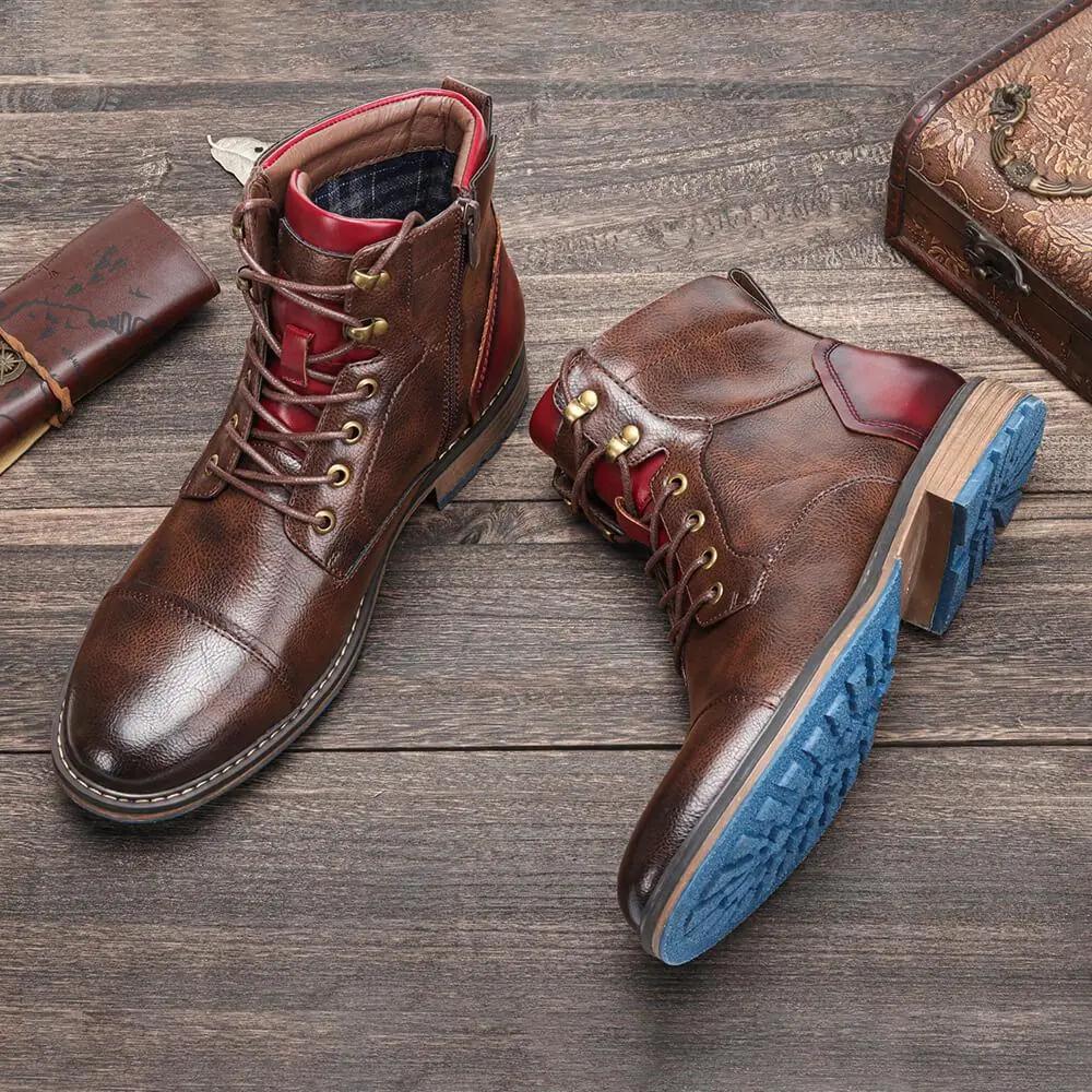Bottes Oxford en cuir Dawson™ de Danoir Paris, chaussures élégantes pour hommes avec lacets et semelle en cuir.
