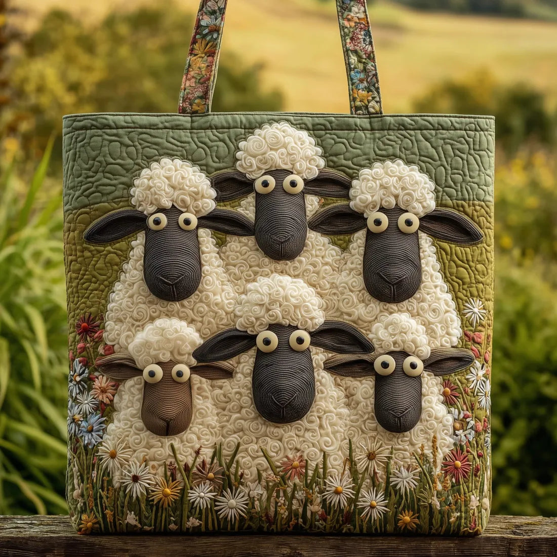 Sac à main artisanal Five Sheep de Danoir Paris en cuir, avec détails en toile et poches intérieures visibles.