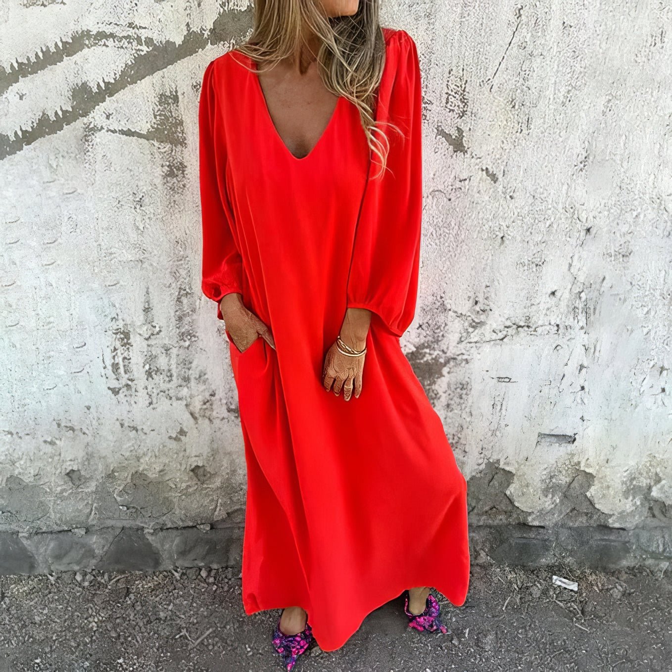 Robe bohème longue Danoir Paris, élégante avec poches, style décontracté et chic, tissu fluide, look tendance et féminin.