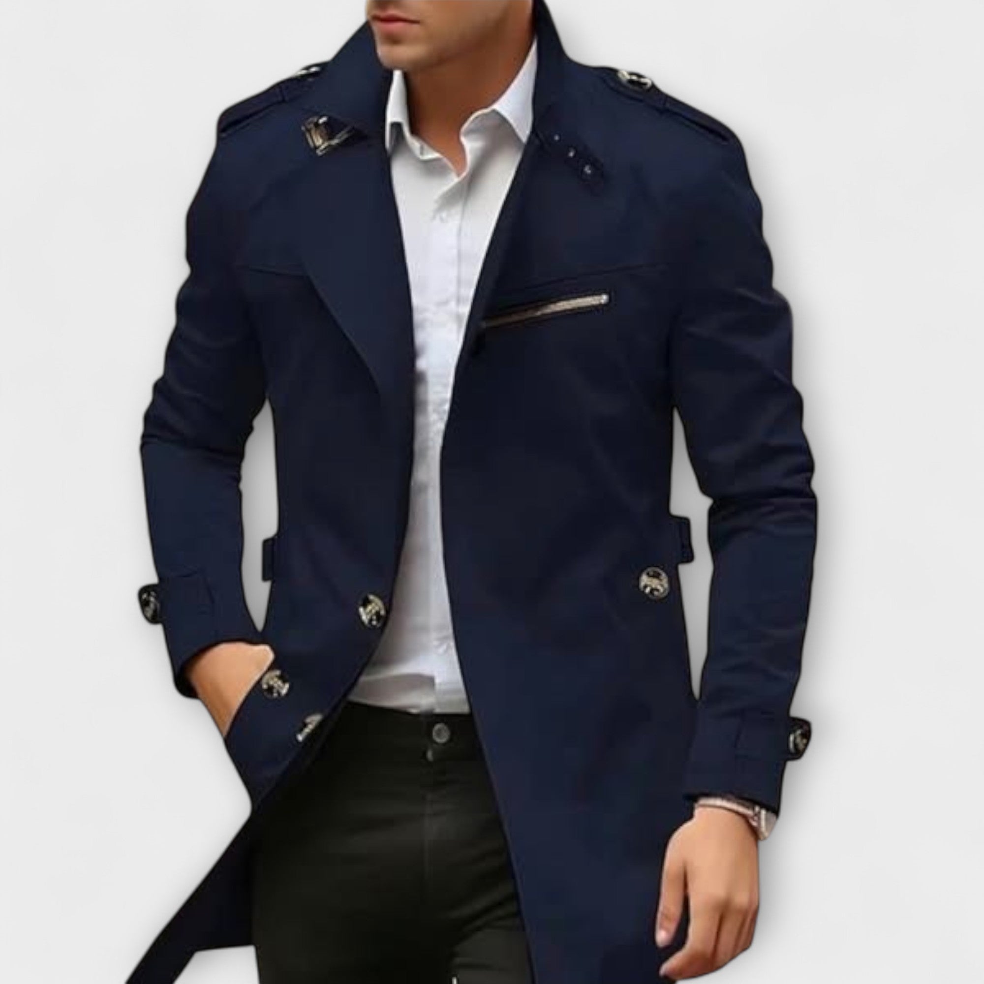 Veste faite main Danoir Paris en tissu de haute qualité, détail visible avec couture artisanale et finition élégante.