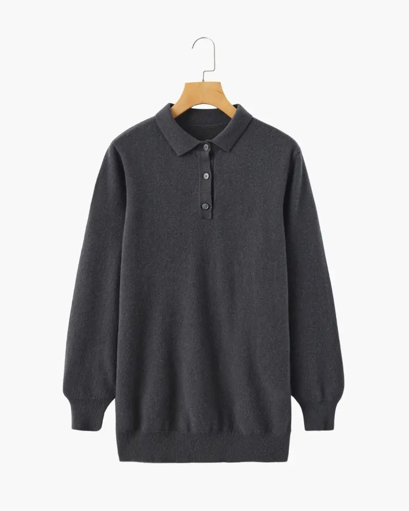 Pull polo en cachemire 100 % Danoir Paris, en laine douce avec col classique et finition soignée.