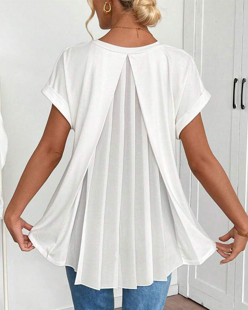 T-shirt homme à manches courtes en tissu uni avec patchwork, marque Danoir Paris, style décontracté et moderne