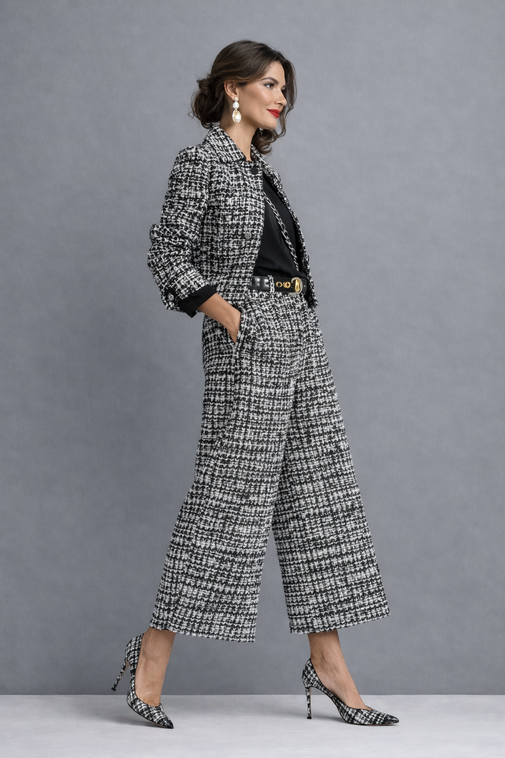 Ensemble sophistiqué et polyvalent Lucía de Danoir Paris, comprenant un haut et un bas noir en taille XS, élégants et modernes.