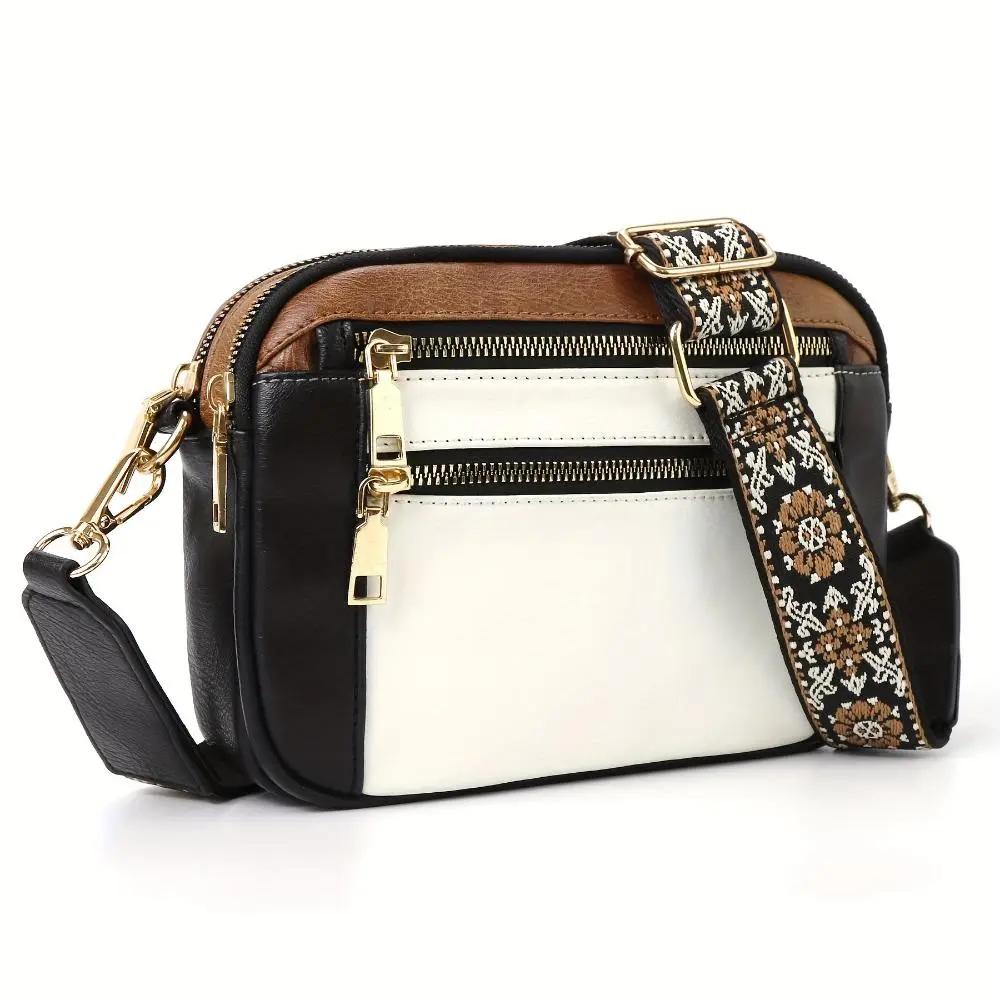 Sac à bandoulière chic Leila de Danoir Paris, en cuir élégant avec détails sophistiqués, vue de face.