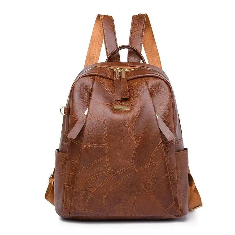 Sac à dos Danoir Paris Lydia, sac à dos chic classique en cuir élégant avec poignée et bretelles réglables, vue de face.
