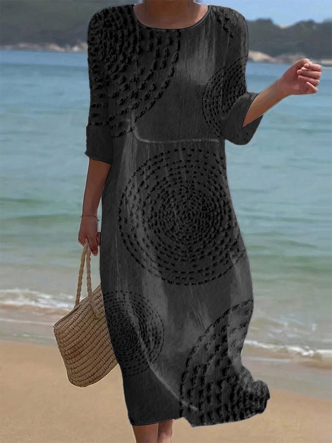 Robe midi élégante Améliane™ de Danoir Paris avec détails délicats, tissu fluide et coupe sophistiquée, portée sur mannequin.