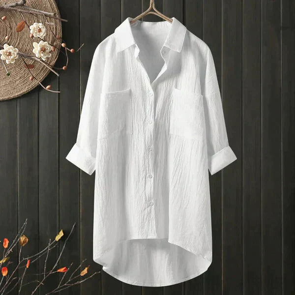 Blouse décontractée Claire de Danoir Paris avec manches longues et coupe fluide, idéale pour un style chic et quotidien.