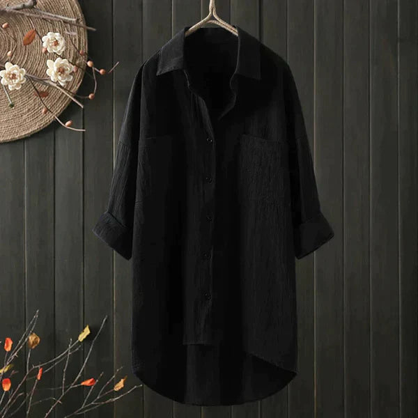 Blouse décontractée Claire de Danoir Paris avec manches longues et coupe loose, idéale pour un style quotidien chic.
