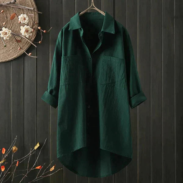 Blouse décontractée Claire de Danoir Paris avec manches longues et coupe ample, style chic et confortable pour le quotidien.