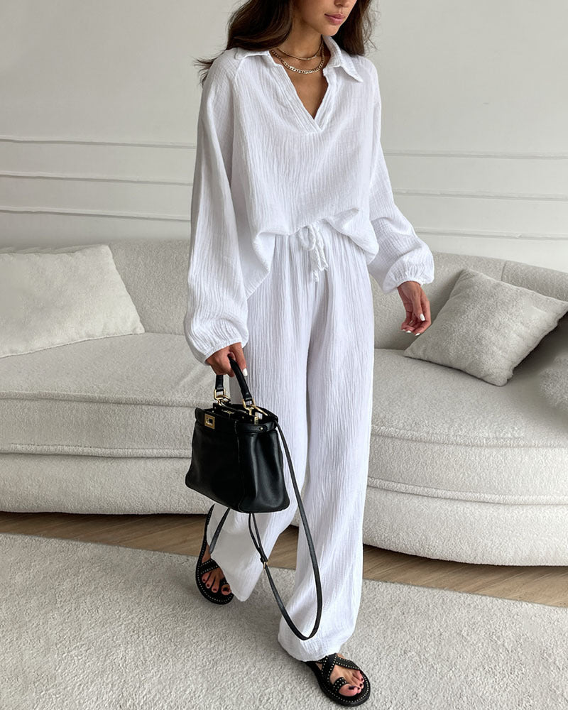 Ensemble élégant et confortable Felicità de Danoir Paris, vêtements de mode pour femmes, tissu doux et design sophistiqué.