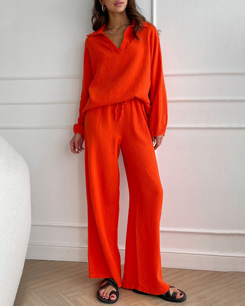Ensemble élégant et confortable Felicità de Danoir Paris, vêtement féminin avec détails sophistiqués, porté par un mannequin.