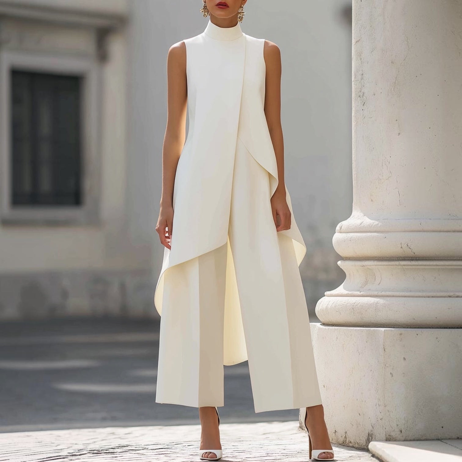 Robe longue élégante MARTINA™ de Danoir Paris en tissu fluide avec décolleté en V et couture cintrée.