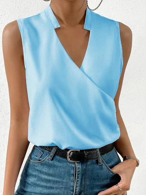 Chemisier blanc Danoir Paris Vera, élégant et confortable, sans manches avec imprimé floral, pour femmes, style estival casual