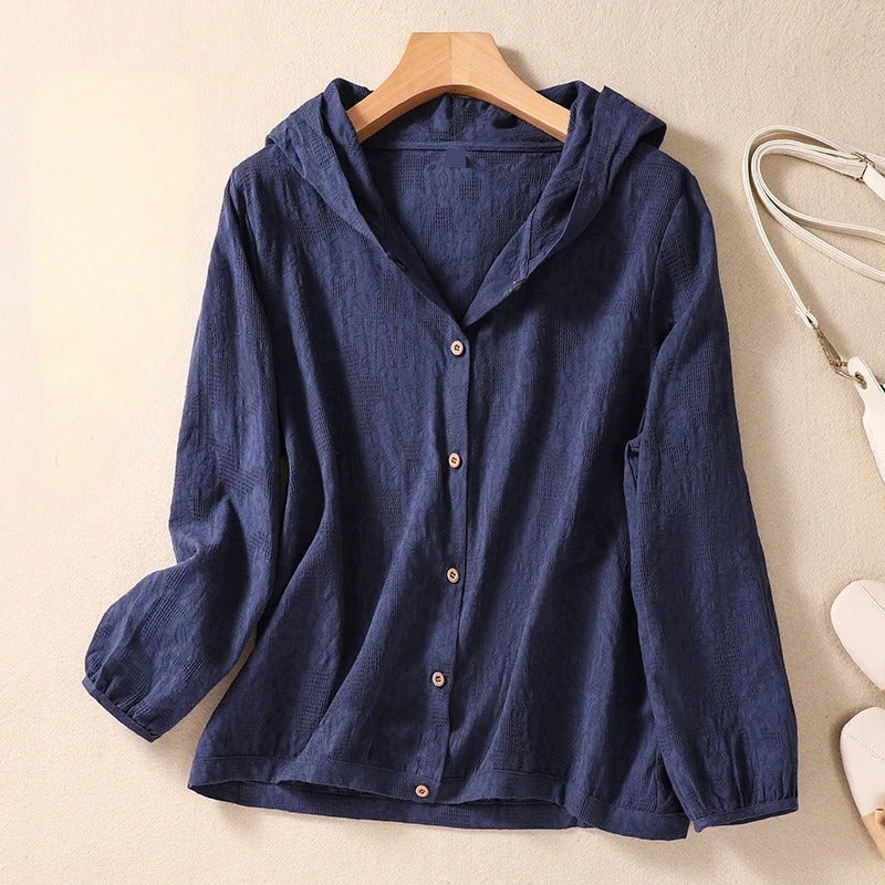 Hoodie en lin léger Danoir Paris Miri, vêtement décontracté en tissu naturel avec capuche et manches longues.
