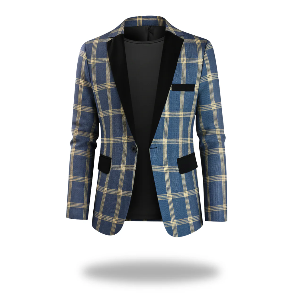 Veste blazer masculine Danoir Paris, coupe élégante, en tissu bleu marine avec détails raffinés, vue de face.