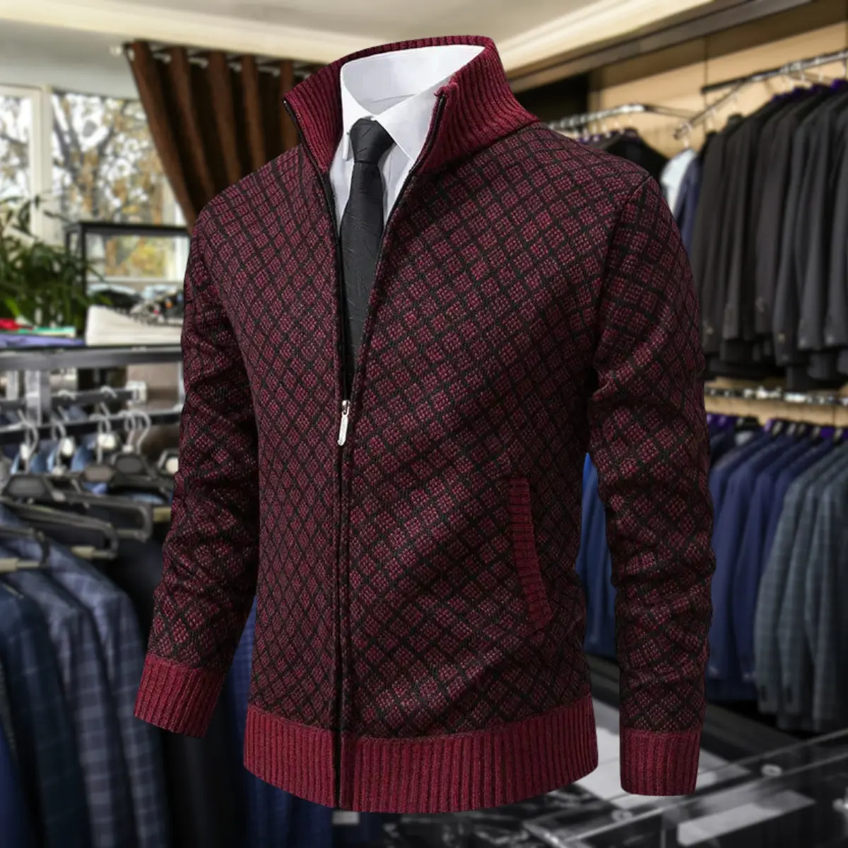 Gilet premium pour homme en matériau souple de la marque Danoir Paris, détail de la texture et coupe élégante.
