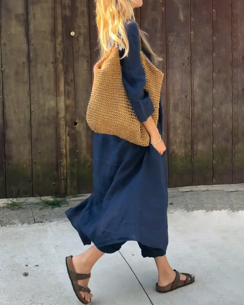 Ensemble chic et confortable Anna de Danoir Paris, vêtements élégants avec tissu doux et coupe moderne, porté sur mannequin.