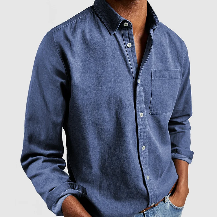 Chemise en coton pour homme Danoir Paris, vue de face, tissu blanc élégante et confortable, manches longues et col classique.