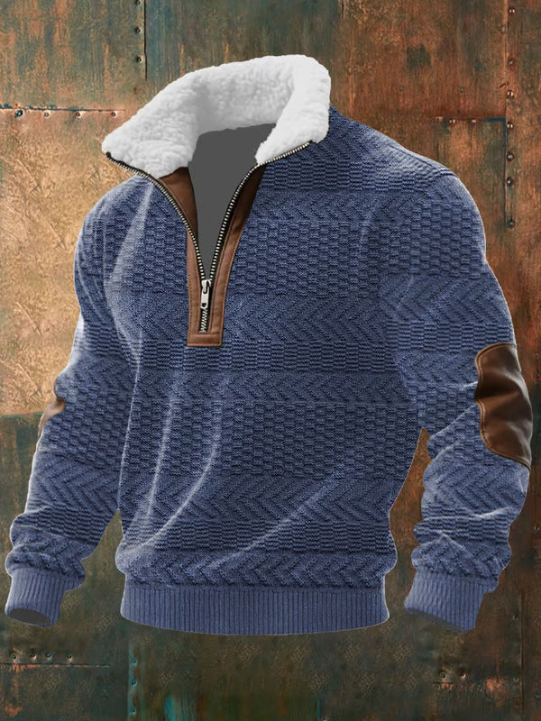 Pull zippé à col montant fourré Danoir Paris, veste d'hiver chaude en tissu épais, couleur noire, modèle élégant et confortable.