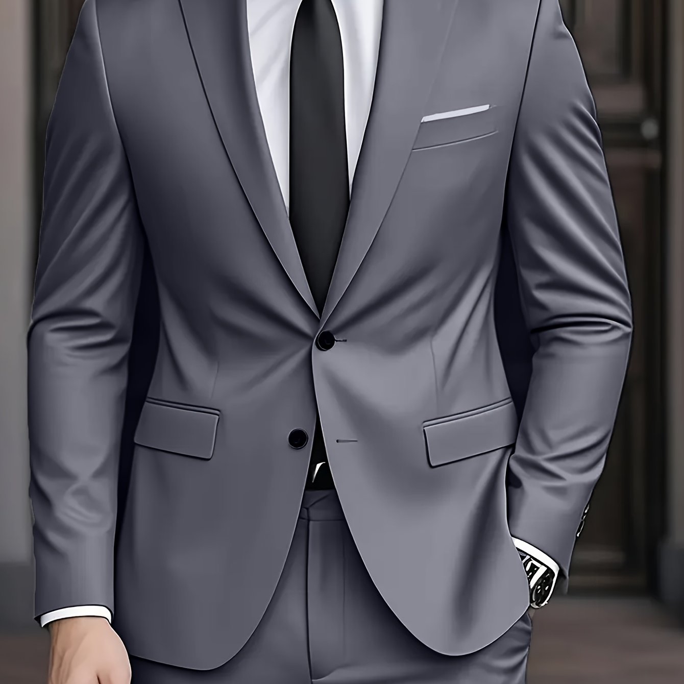 Costume moderne pour homme Danoir Paris, veste et pantalon élégants en tissu noir, style chic et contemporain.