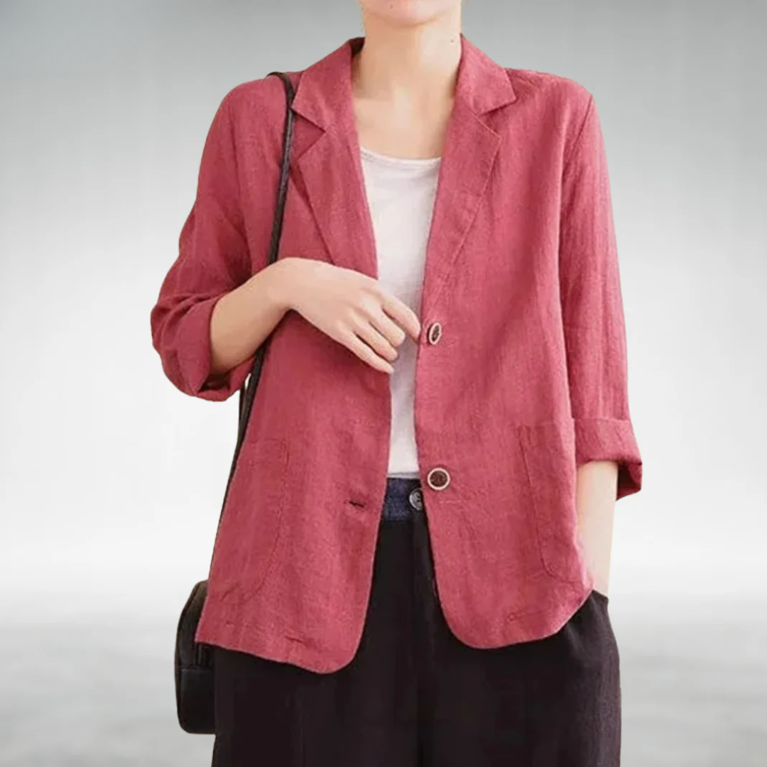 Blazer décontracté Azalée de Danoir Paris, style chic et confortable, en tissu léger avec coupe élégante pour femme.