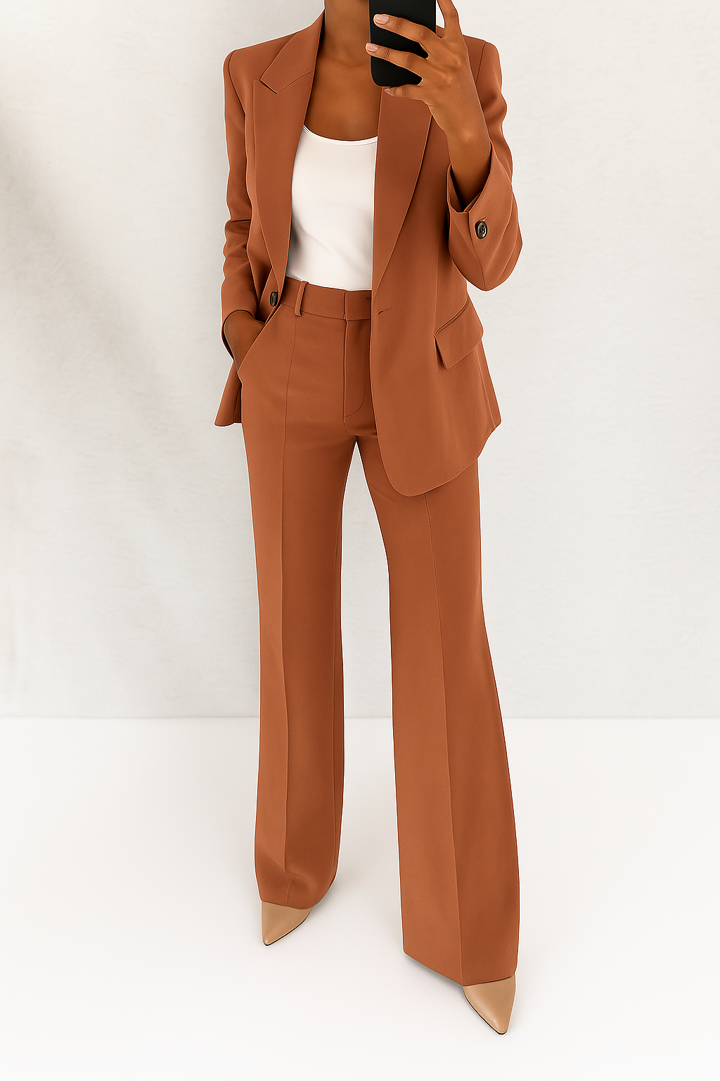 Robe deux pièces Camille Danoir Paris, élégante, intemporelle, en tissu fluide, avec détails raffinés, portée sur mannequin.