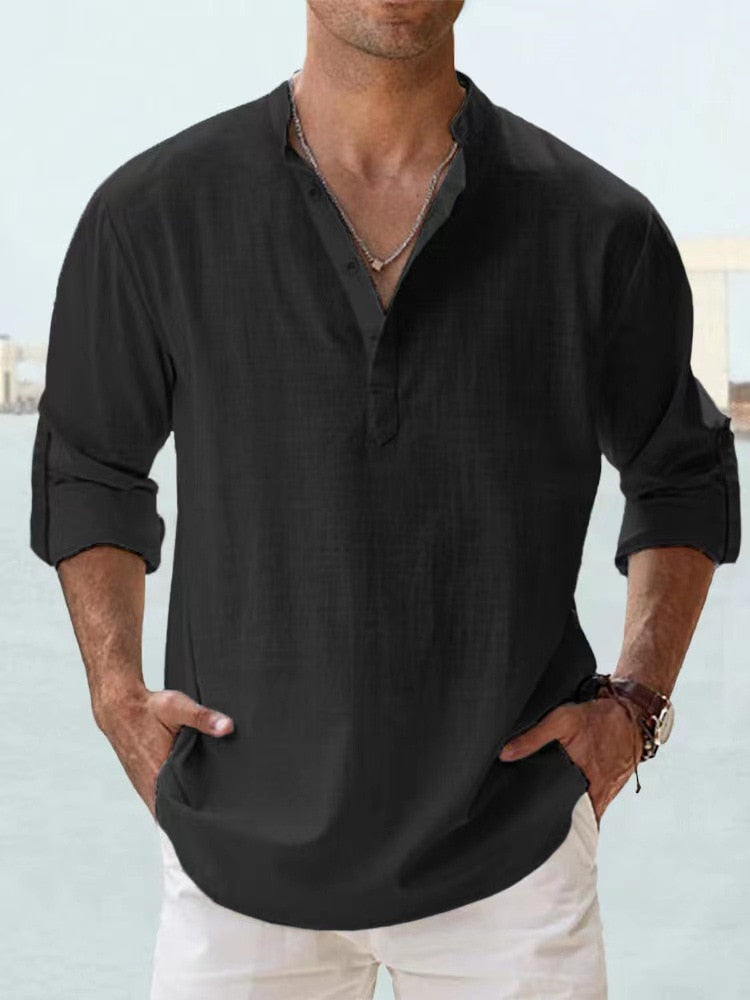 Chemise en lin respirante Cazel de Danoir Paris, tissu léger et confortable, vue de face sur fond neutre.