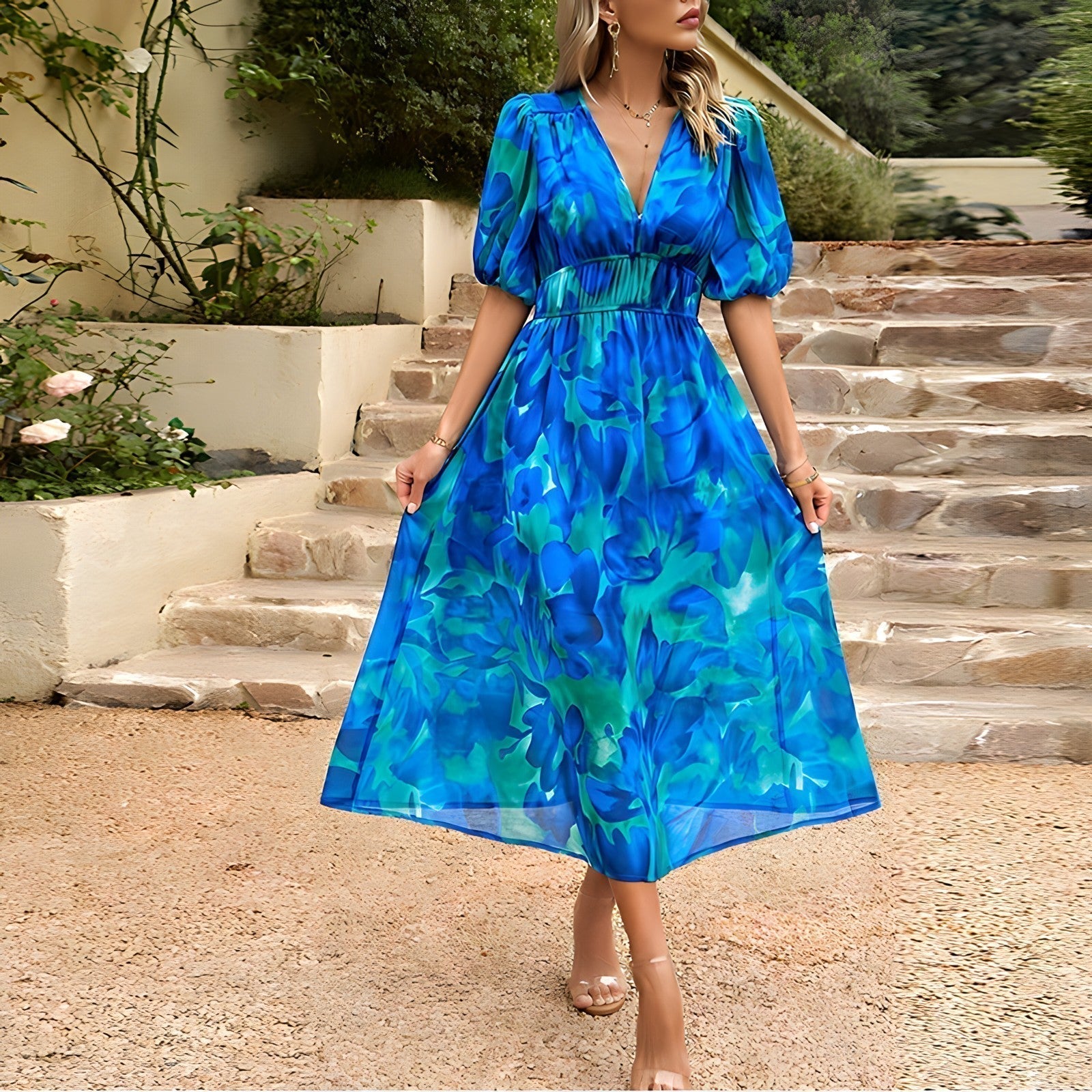 Robe midi chic Danoir Paris Jenny, élégante et sophistiquée, avec un tissu fluide et un design moderne visible sur l'image.